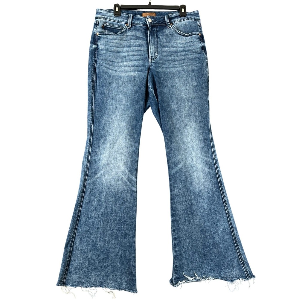 Judy Blue Flare Jeans Women 14W Raw Hem Distressed Casual Denim